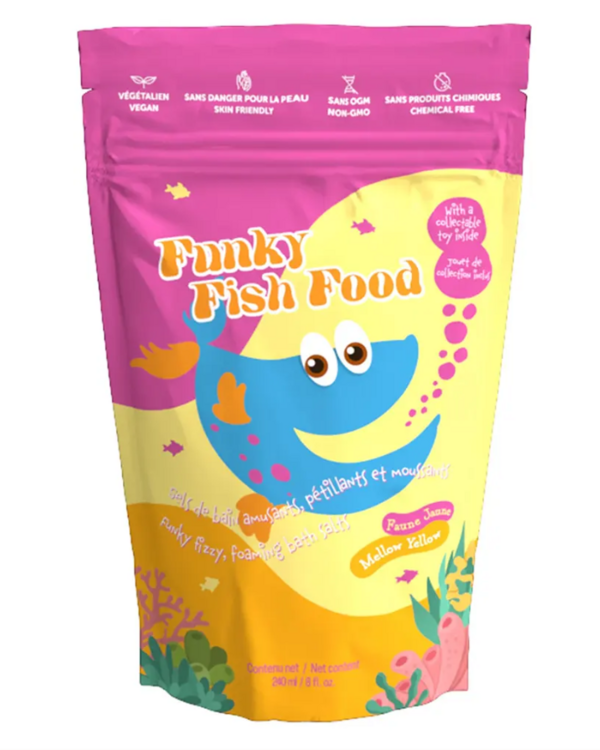 LOOT TOY| Funky Fish Food Faune Jaune - Sels de bain pétillants et moussants