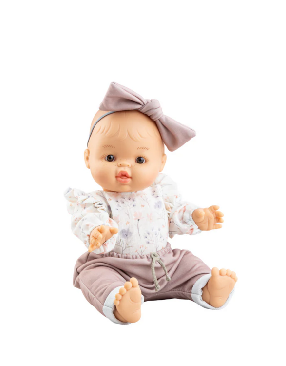 PAOLA REINA | Bébé Gordis - Rose avec chandail fleuris, pantalon et boucle