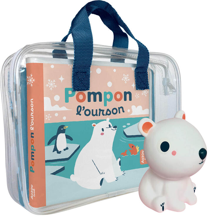 AUZOU | Livre de Bain avec 1 jouet et valise - Pompon l'ourson