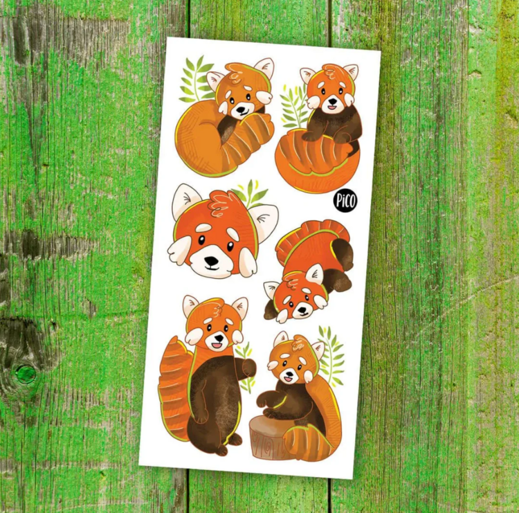 PiCO | Tatouage Temporaire - Les doux pandas roux