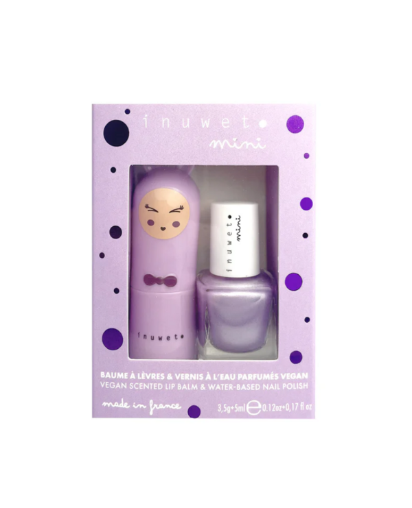 INUWET | Duo Baume à lèvres & vernis - Guimauve - bleuet