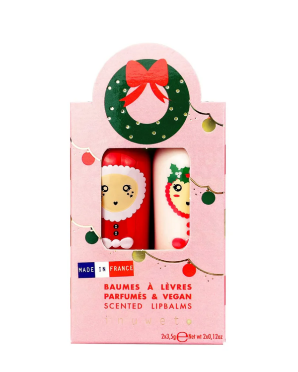 INUWET | Duo Baumes à Lèvres Noël - Mangue et sucre d'orge