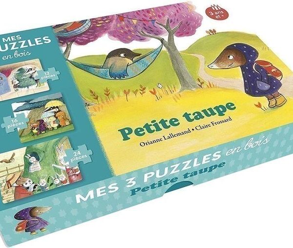 AUZOU | Mes 3 Puzzles en Bois - Petite taupe