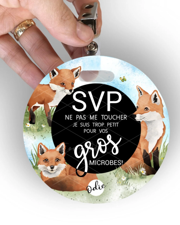 CRÉATIONS ODIE | Afichette "Ne Pas Toucher" - 3 renards dans le pré