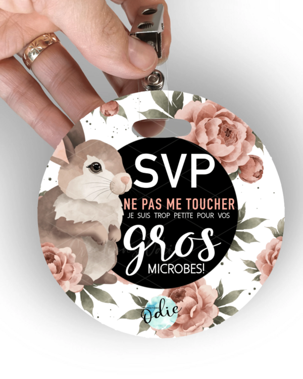 CRÉATIONS ODIE | Afichette "Ne Pas Toucher" - Lapin et pivoines