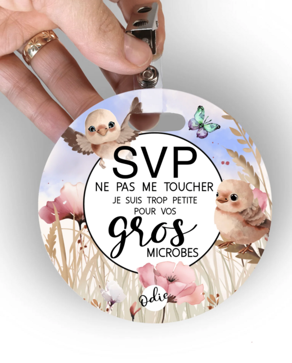 CRÉATIONS ODIE | Afichette "Ne Pas Toucher" - Oiseaux et fleurs
