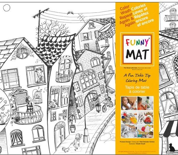 FUNNY MAT | Tapis à Colorier de Table - Ville de chats