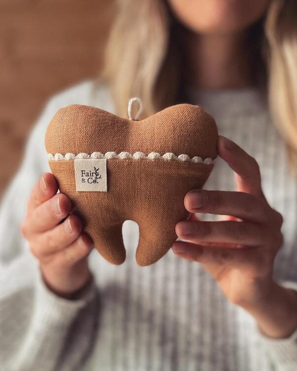 FAIRY & CO | Coussin avec Pochette "Ma Dent" - Rouille
