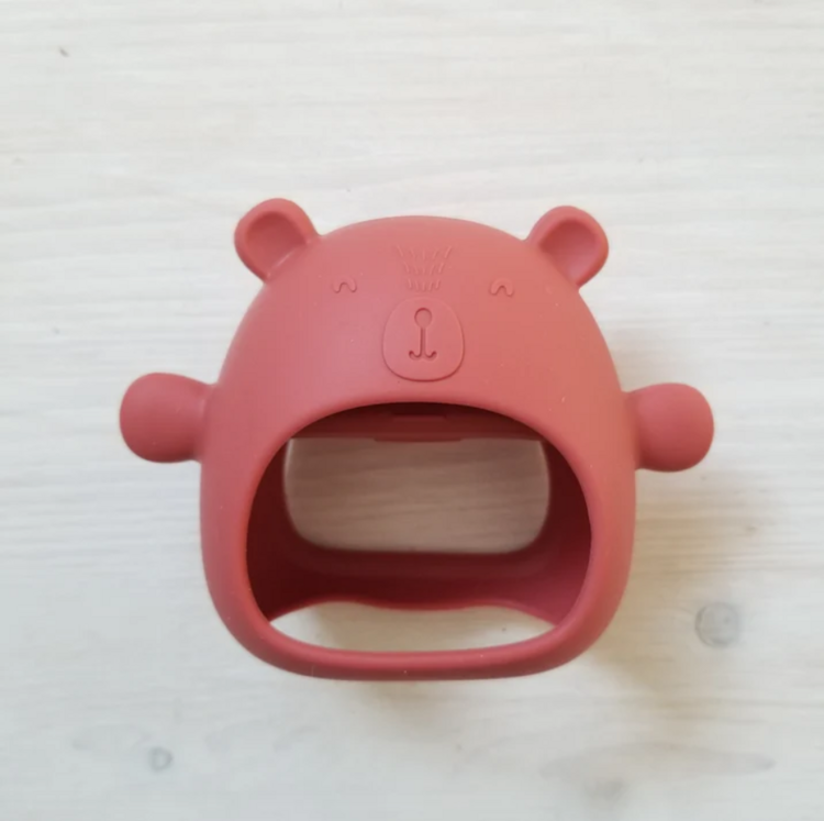 CREATION JADE | Mitaine de Dentition - Ours - Rouge terracotta