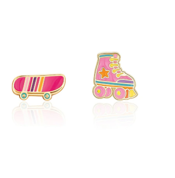 GIRL NATION | Boucles d'Oreilles en Émail - Patin & planche