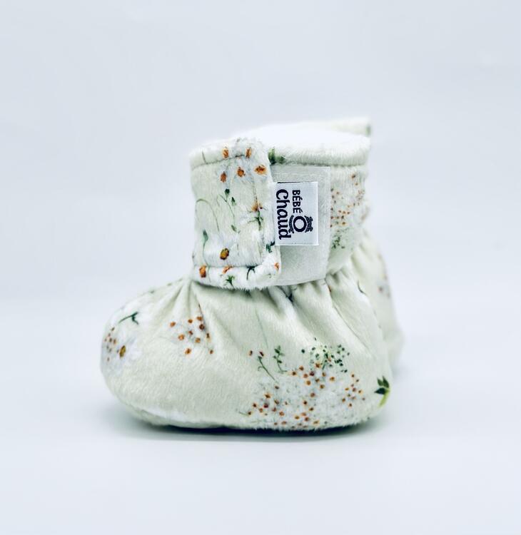 BEBE Ô CHAUD | Pantoufles à Velcro - Marguerite (0-3 mois)