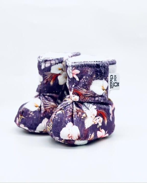 BEBE Ô CHAUD | Pantoufles à Velcro - Bouquet (3-6 mois)