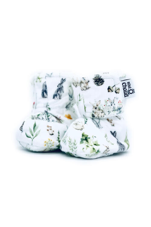 BEBE Ô CHAUD | Pantoufles à Velcro - Lièvre en foret (9-18 mois)