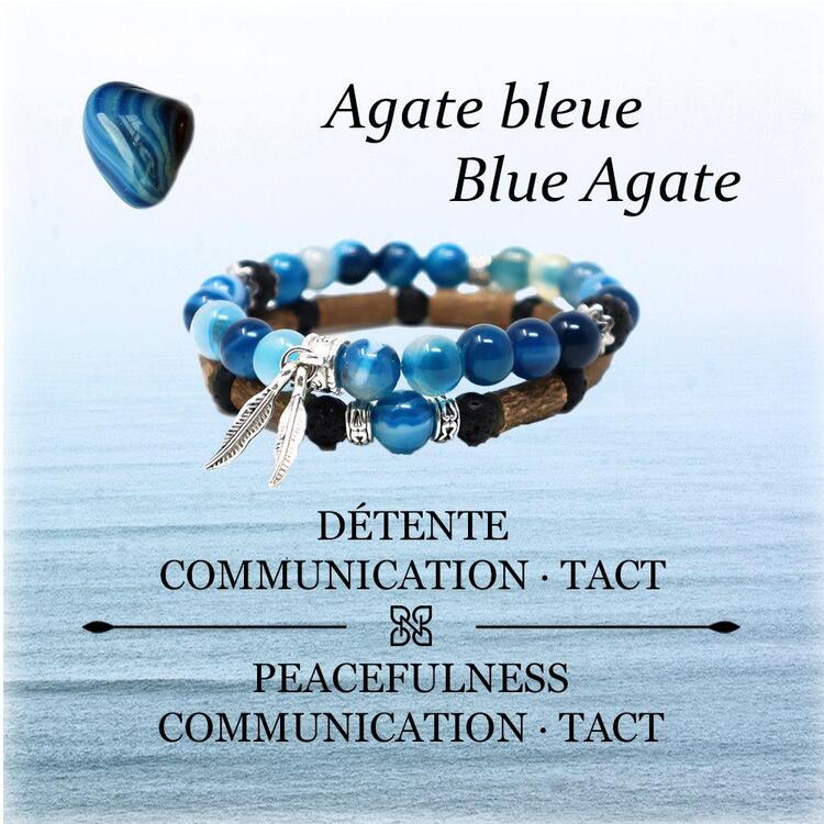 PUR NOISETIER | Duo de Bracelets 6" - Agathe bleue