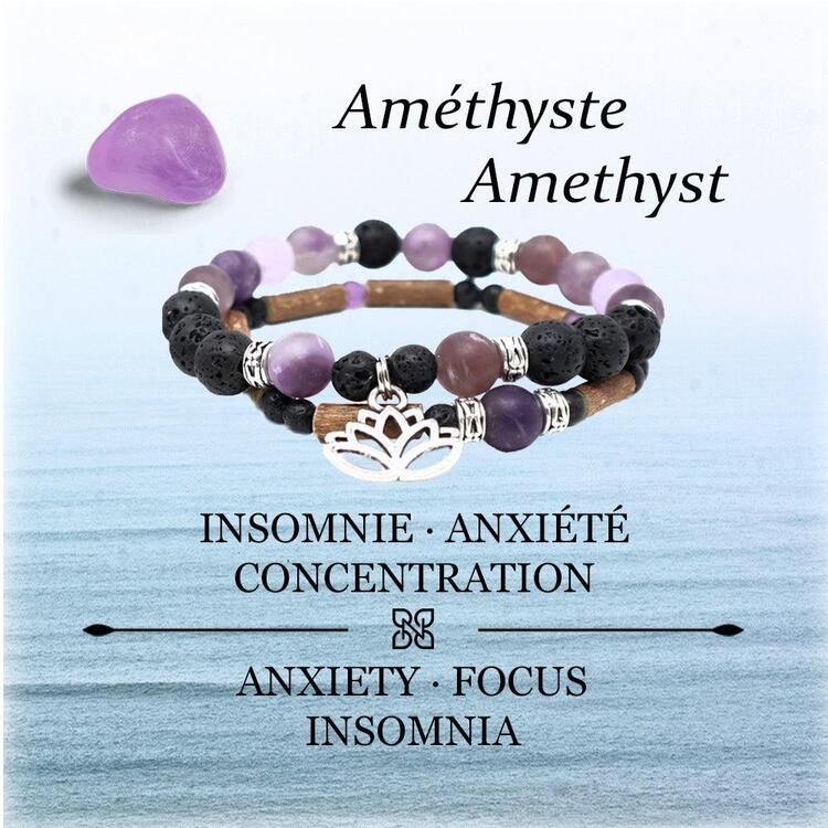 PUR NOISETIER | Duo de Bracelets 8" - Améthyste violet