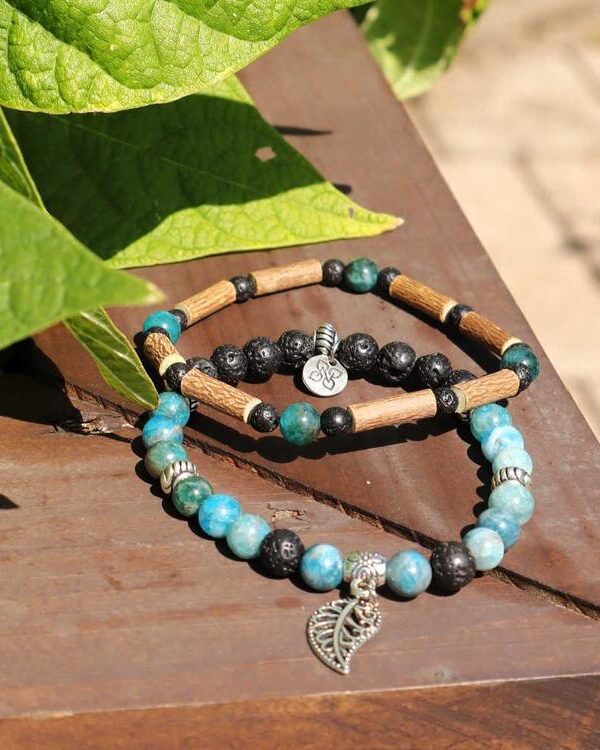 PUR NOISETIER | Duo de Bracelets 8" - Apatite bleue