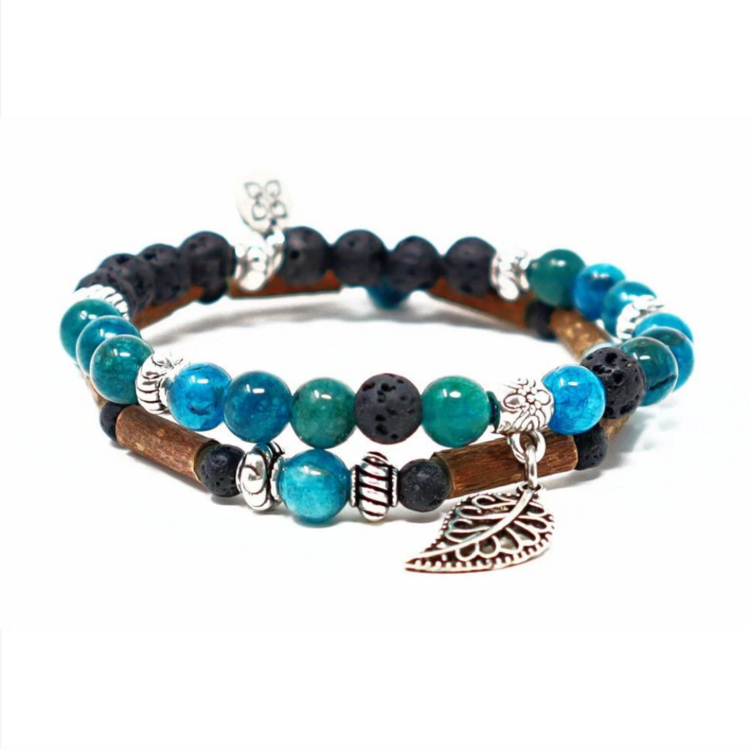 PUR NOISETIER | Duo de Bracelets 8" - Apatite bleue