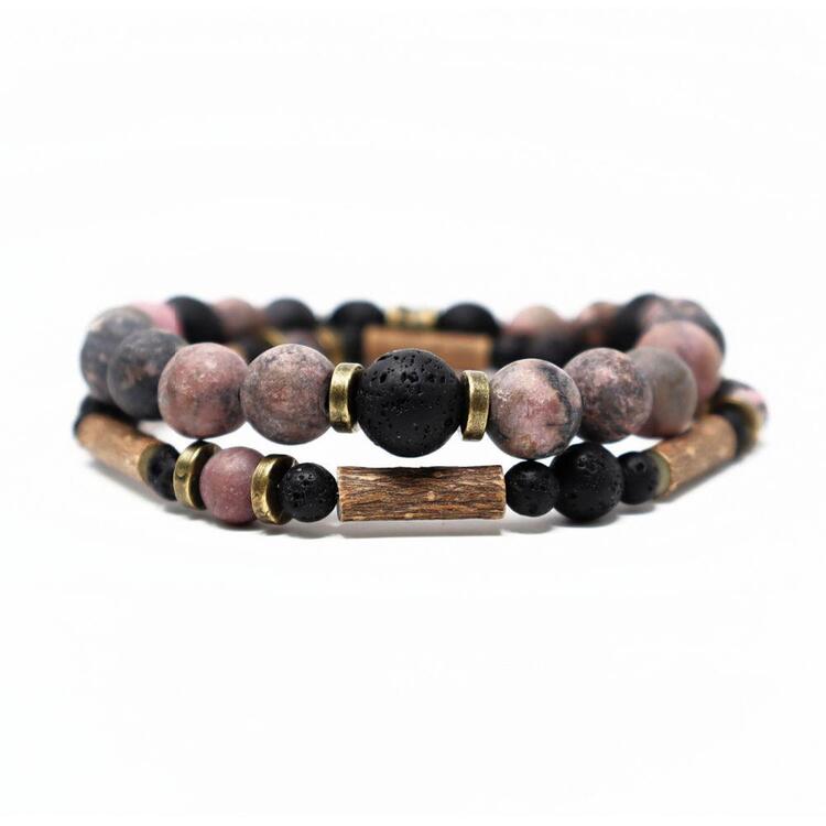 PUR NOISETIER | Duo de Bracelets 7" - Rhodonite