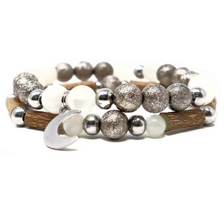 PUR NOISETIER | Duo de Bracelets 7" - Pierre de lune
