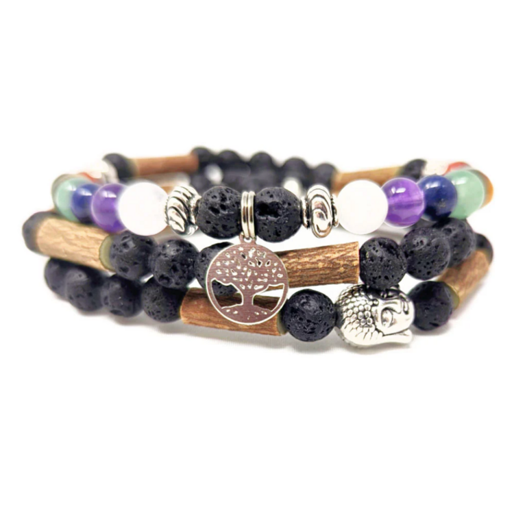 PUR NOISETIER | Collier Diffuseur 22" - 7 pierres chakras