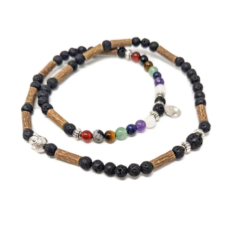 PUR NOISETIER | Collier Diffuseur 24" - 7 pierres chakras