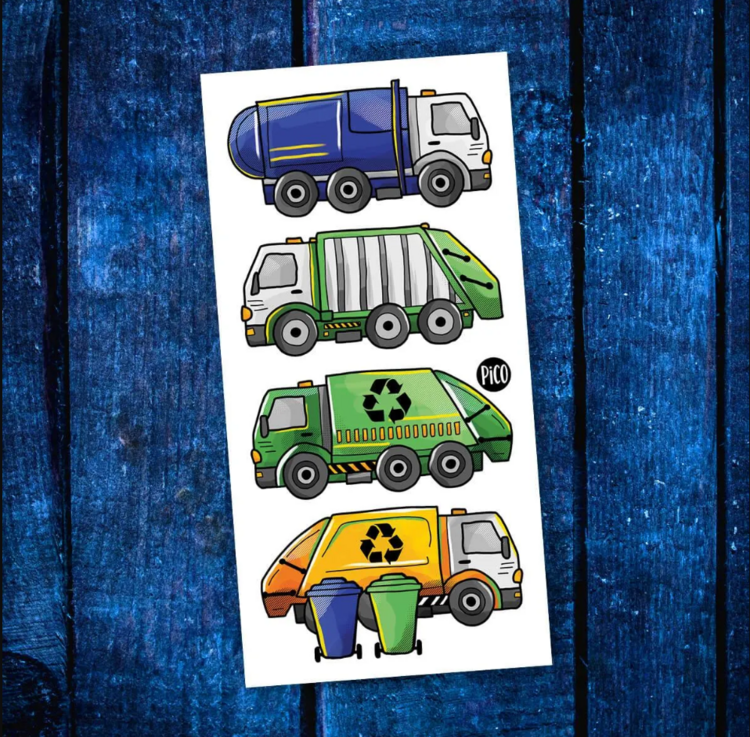 PiCO | Tatouage Temporaire - Les camions de recyclage