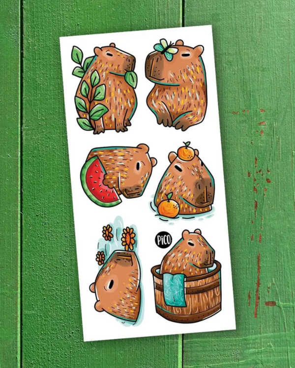 PiCO | Tatouage Temporaire - Les paisibles capybaras