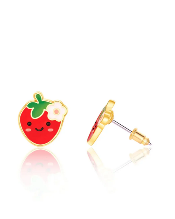 GIRL NATION | Boucles d'Oreilles en Émail - Fraise mignonne