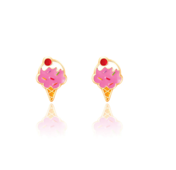 GIRL NATION | Boucles d'Oreilles en Émail - Cornet crème glacé