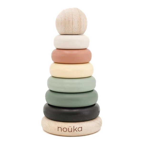NOÜKA | Tour de sable empilable en bois et silicone - Foncé