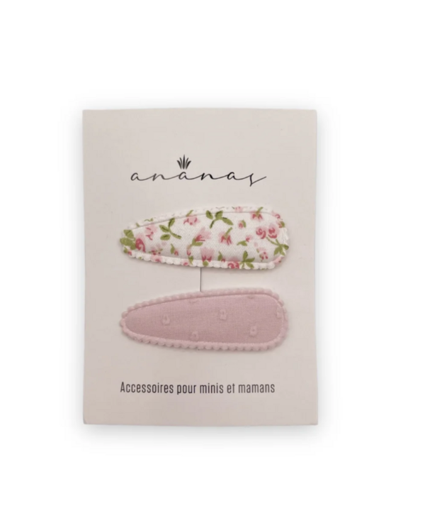 Ananas Co | Duo de Barrettes "Snap Clip" en tissu - Blush