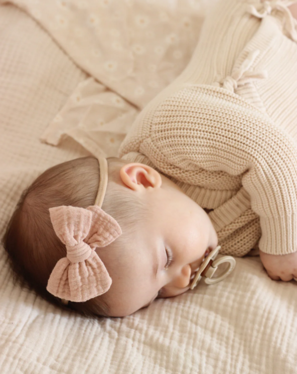 ANANAS CO | Bandeau Boucle Mousseline de Coton - Vieux rose