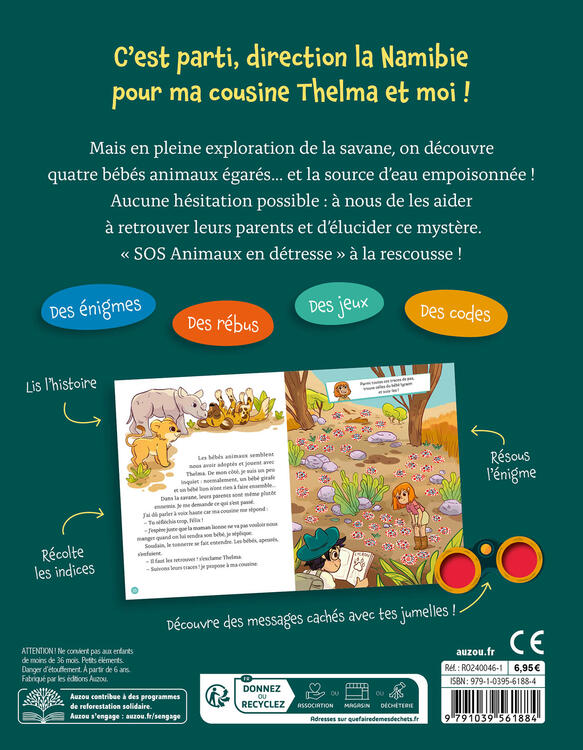 AUZOU | Mon Roman Énigme Mission Animaux - Aventures dans la savane
