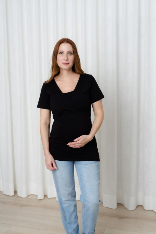 ROSE MATERNITÉ | T-Shirt Cache-Coeur - Noir