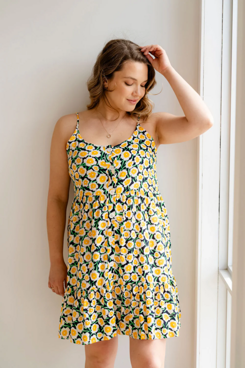 ROSE MATERNITÉ | Robe VIRGINIA - à fleurs jaune & marine