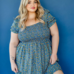 ROSE MATERNITÉ | Robe - COLETTE - Bleu à fleurs jaune