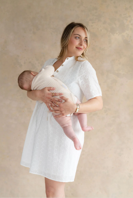 ROSE MATERNITÉ | Robe avec Broderie - BIANCA - Blanche