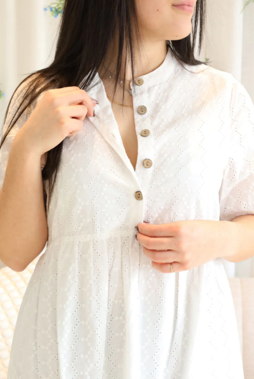 ROSE MATERNITÉ | Robe avec Broderie - BIANCA - Blanche