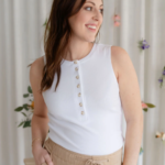 ROSE MATERNITÉ | Camisole à Boutons - Blanc