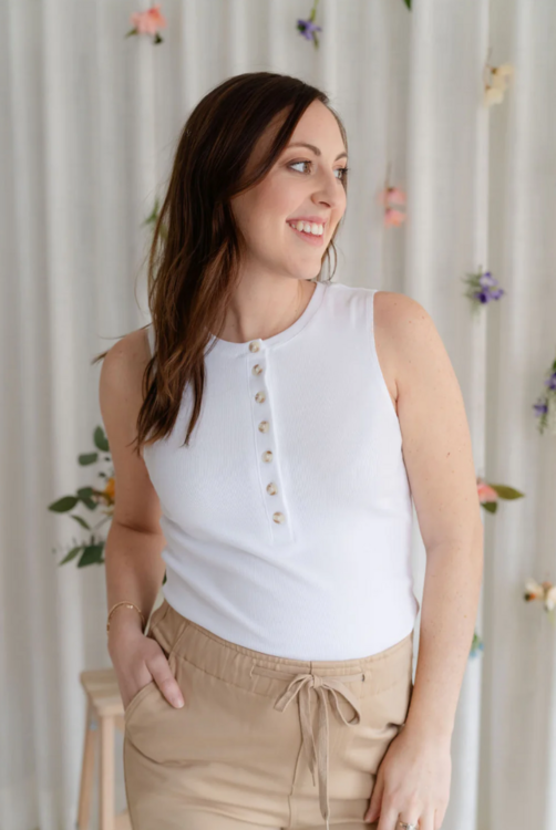 ROSE MATERNITÉ | Camisole à Boutons - Blanc