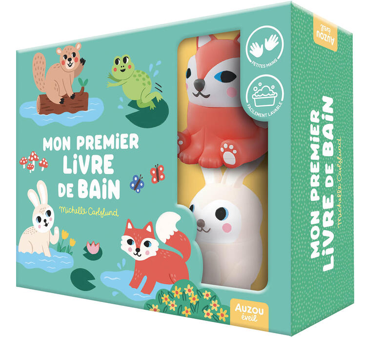 AUZOU | Mon Premier Livre de Bain avec 2 jouets - Le bain de petit renard