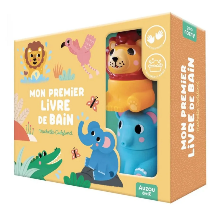AUZOU | Mon Premier Livre de Bain avec 2 jouets - Dans la savane