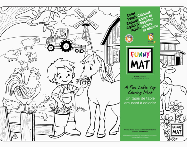 FUNNY MAT | Tapis à colorier de table, format compact, ferme