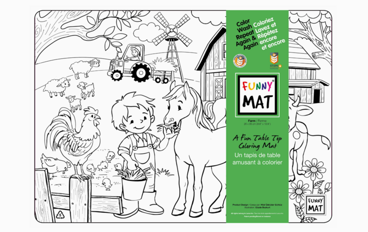 FUNNY MAT | Tapis à colorier de table, format compact, ferme