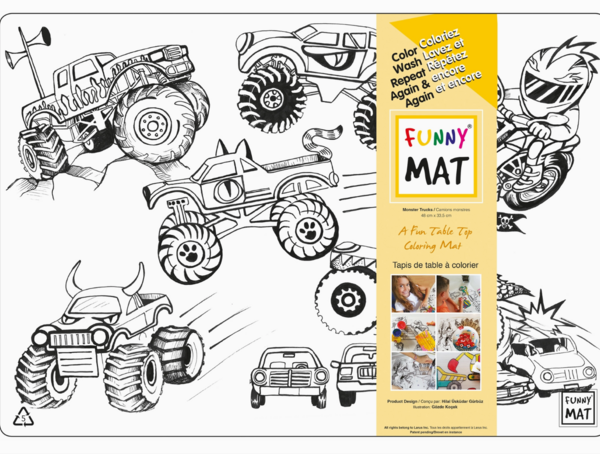 FUNNY MAT | Tapis à colorier de table, Monster Trucks