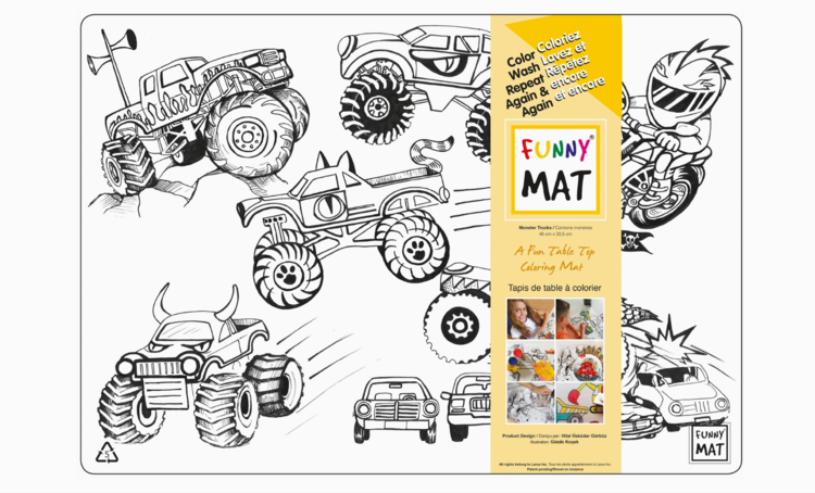 FUNNY MAT | Tapis à colorier de table, Monster Trucks