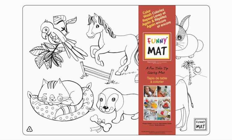 FUNNY MAT | Tapis à colorier de table, animaux amusants