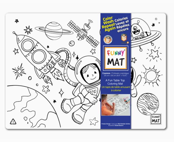 FUNNY MAT | Tapis à Colorier de Table en Format Compact - Cosmos