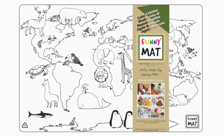 FUNNY MAT | Tapis à Colorier de Table - Monde animal