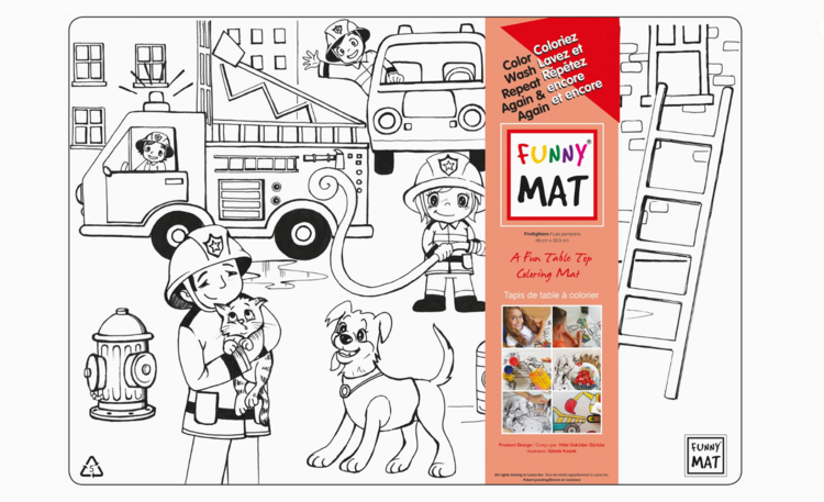 FUNNY MAT | Tapis à Colorier de Table - Pompiers